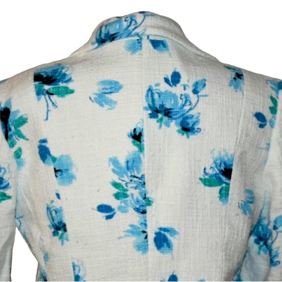 CASUAL CORNER Vintage BEAUTIFUL Blazer 🦋 Blue & White Floral SZ 12 EUC - Picture 5 of 10
